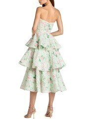 Robe midi à volants vert menthe