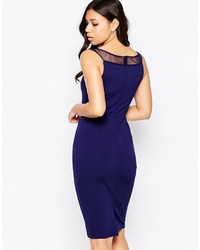 Robe midi brodée bleu marine Little Mistress