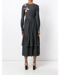 Robe midi brodée gris foncé Antonio Marras