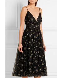 Robe midi brodée noire Valentino