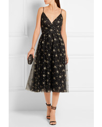 Robe midi brodée noire Valentino