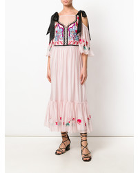 Robe midi brodée rose Temperley London