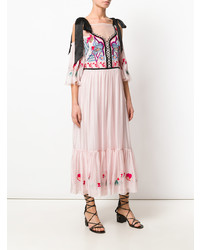 Robe midi brodée rose Temperley London