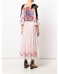 Robe midi brodée rose Temperley London