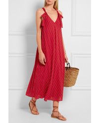 Robe midi brodée rouge The Great