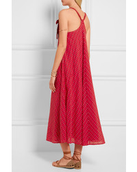 Robe midi brodée rouge The Great