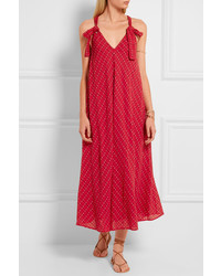 Robe midi brodée rouge The Great