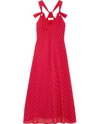 Robe midi brodée rouge The Great