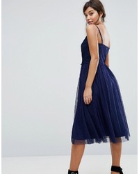 Robe midi de tulle bleu marine Little Mistress