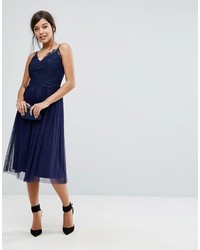 Robe midi de tulle bleu marine Little Mistress