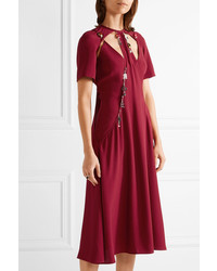 Robe midi découpée bordeaux Christopher Kane