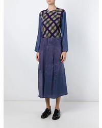 Robe midi écossaise pourpre foncé Yohji Yamamoto Vintage