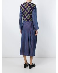 Robe midi écossaise pourpre foncé Yohji Yamamoto Vintage