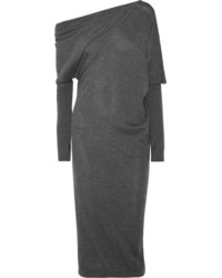 Robe midi en cachemire gris foncé