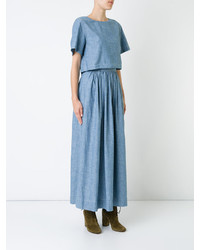 Robe midi en chambray bleu clair Chloé