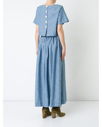 Robe midi en chambray bleu clair Chloé