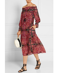 Robe midi en chiffon imprimée rouge Rachel Zoe