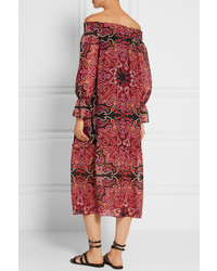 Robe midi en chiffon imprimée rouge Rachel Zoe