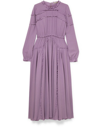 Robe midi en chiffon plissée violet clair