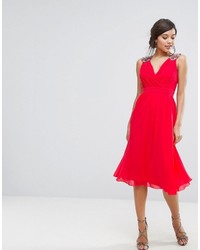 Robe midi en chiffon rouge Little Mistress