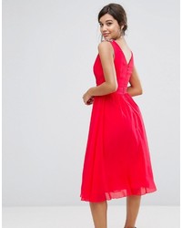 Robe midi en chiffon rouge Little Mistress