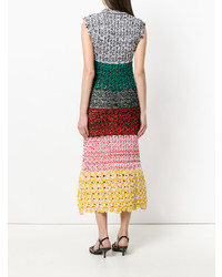 Robe midi en crochet en tricot multicolore Sonia Rykiel
