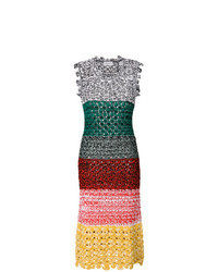 Robe midi en crochet multicolore