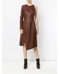 Robe midi en cuir marron Nk