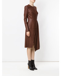 Robe midi en cuir marron Nk