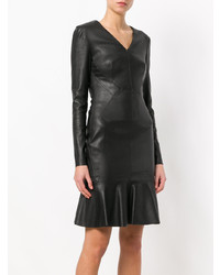 Robe midi en cuir noire Talbot Runhof