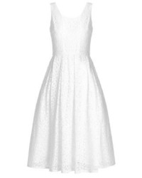 Robe midi en dentelle á pois blanche mint&berry