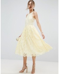 Robe midi en dentelle beige Asos