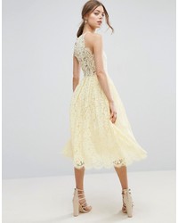 Robe midi en dentelle beige Asos