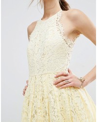 Robe midi en dentelle beige Asos