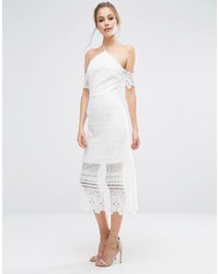 Robe midi en dentelle blanche