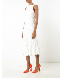 Robe midi en dentelle blanche Christian Siriano