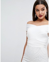 Robe midi en dentelle blanche Asos