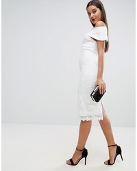 Robe midi en dentelle blanche Asos