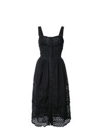 Robe midi en dentelle en broderie anglaise noire