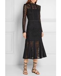 Robe midi en dentelle noire Temperley London