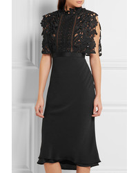 Robe midi en dentelle noire Self-Portrait