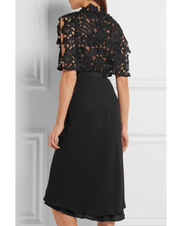 Robe midi en dentelle noire Self-Portrait