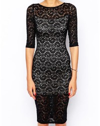 Robe midi en dentelle noire TFNC