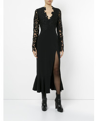 Robe midi en dentelle noire David Koma