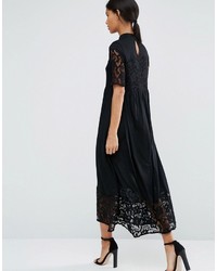 Robe midi en dentelle noire Vero Moda