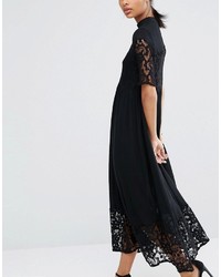 Robe midi en dentelle noire Vero Moda