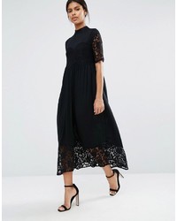 Robe midi en dentelle noire Vero Moda