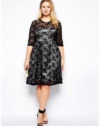 Robe midi en dentelle noire