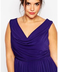 Robe midi en dentelle plissée bleu marine Asos