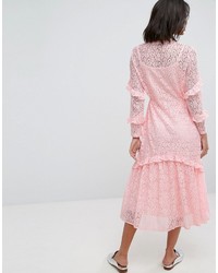 Robe midi en dentelle rose Sister Jane